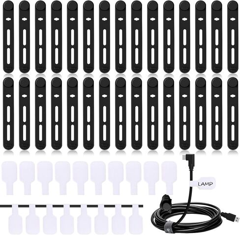 90pcs Cable Labels and Cable Ties Cord Management Organizer Kit Reusable 42 Silicone Ties with 48 Cord Labels for Electronics Travel Home Office Desk Wire Organization(Mixed Color) in Saudi Arabia