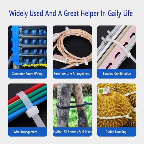 250 قطعة من ربطات الكابلات، 12 بوصة، أربطة كابل سوداء بسحاب، إدارة سلك كابل نايلون ذاتي القفل متعدد الأغراض، أربطة أسلاك بلاستيكية مثالية للمنزل والمكتب والحديقة وورش العمل (250، 12 بوصة) in Kuwait