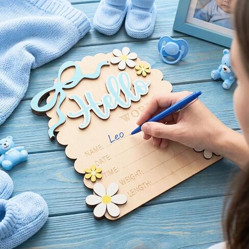 Baby Announcement Sign, Hello World Newborn Sign, Baby Name Welcome Signs, for Baby-Shower Hospital Nursery Newborn, Hospital Photo Props Keepsake Gift (pink) in Saudi Arabia