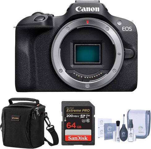 كاميرا Canon EOS R100 بدون مرآة مع RF-S 18-45 مم f/4.5-6.3 هي مجموعة عدسات STM، معالج APS-C CMOS DIGIC 8 بدقة 24.1 ميجابكسل، فيديو 4K ثنائي البكسل AF مع مجموعة مرشحات بطاقة 64 جيجابايت ضمان لمدة عام in Kuwait