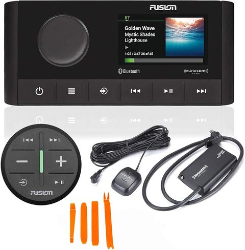 نظام الترفيه البحري Fusion MS-RA210 مع جهاز تحكم لاسلكي أسود ARX70B وموالف SVX300v1 Sirius XM in Kuwait