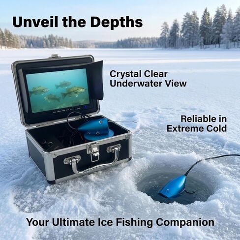7" Underwater Fishing Camera 1080P HD Fish Finder & Portable Fishing Camera with 12 IR + 12 White LEDs, 30m Cable, Waterproof Ice Fishing Camera for Boat, Lake & River in Kuwait