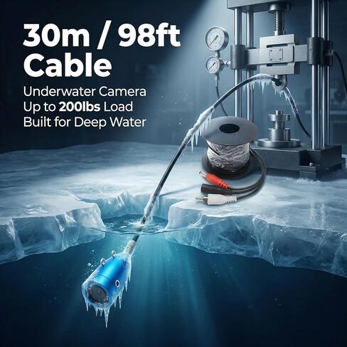 7" Underwater Fishing Camera 1080P HD Fish Finder & Portable Fishing Camera with 12 IR + 12 White LEDs, 30m Cable, Waterproof Ice Fishing Camera for Boat, Lake & River in Kuwait