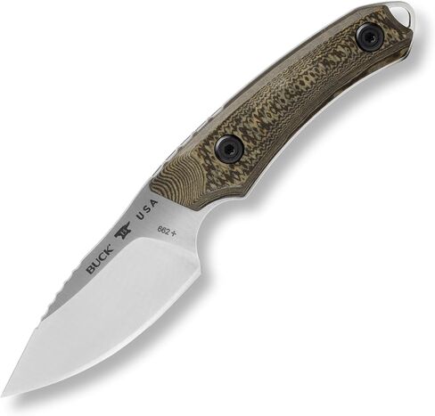 سكين صيد Buck Knives 662 Alpha Scout Pro، شفرة ثابتة 2-7/8 بوصة، مقبض Richlite محكم، شفرة S35VN من الفولاذ المقاوم للصدأ ذات نقطة إسقاط، غمد متضمن، سكين مصنوع في الولايات المتحدة الأمريكية، 2.79 أونصة in Kuwait