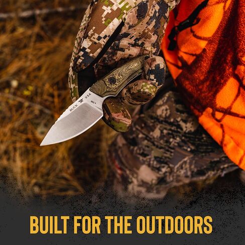 سكين صيد Buck Knives 662 Alpha Scout Pro، شفرة ثابتة 2-7/8 بوصة، مقبض Richlite محكم، شفرة S35VN من الفولاذ المقاوم للصدأ ذات نقطة إسقاط، غمد متضمن، سكين مصنوع في الولايات المتحدة الأمريكية، 2.79 أونصة in Kuwait