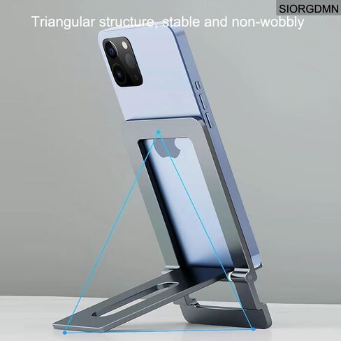 Portable Cell Phone Stand for Travel,Ultra Thin Adjustable Foldable Phone Holder for Desk, Metal Smartphone Mount,Compatible with Phone, Android Smartphones, Tablets (1 Pack,Dark Gray) in Saudi Arabia