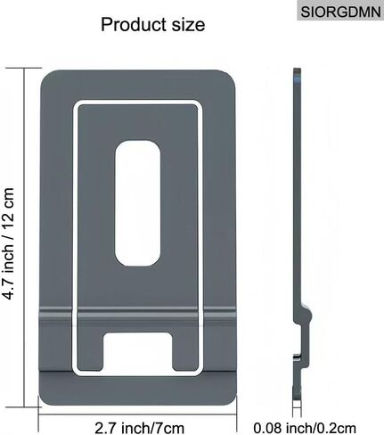 Portable Cell Phone Stand for Travel,Ultra Thin Adjustable Foldable Phone Holder for Desk, Metal Smartphone Mount,Compatible with Phone, Android Smartphones, Tablets (1 Pack,Dark Gray) in Saudi Arabia