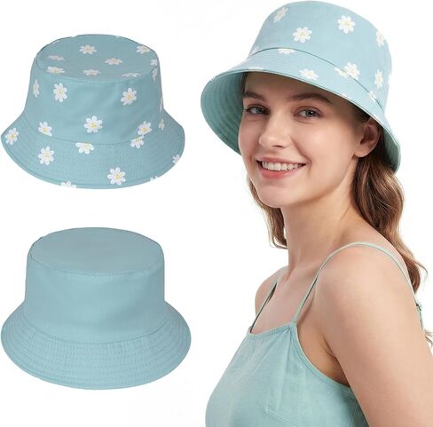 Bucket Hat for Women Men Fishing Hats Cute Beach Sun Hat for Outdoor Travel Foldable Reversible Double-Side-Wear in Kuwait
