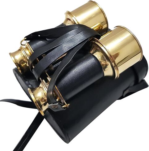 Handmade Shiny Brass Wrapped Leather Binocular with Black Leather Box – Premium Pirate Style Nautical Binocular for Collectors & Home Decor in Kuwait