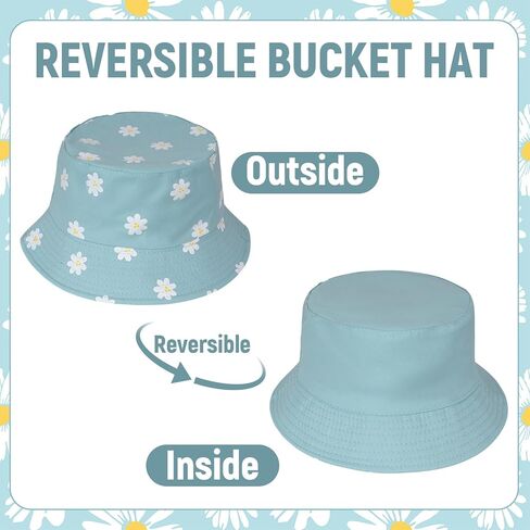 Bucket Hat for Women Men Fishing Hats Cute Beach Sun Hat for Outdoor Travel Foldable Reversible Double-Side-Wear in Kuwait