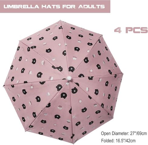 4 Pack Umbrella Hats, 27" Hands-Free Head unbrealla Hats for Adult, Folding Waterproof Umbrella Cap With Head Strap for Outdoor Party, Fishing, Sun, Rain, Beach in Kuwait