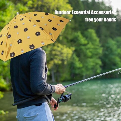 4 Pack Umbrella Hats, 27" Hands-Free Head unbrealla Hats for Adult, Folding Waterproof Umbrella Cap With Head Strap for Outdoor Party, Fishing, Sun, Rain, Beach in Kuwait