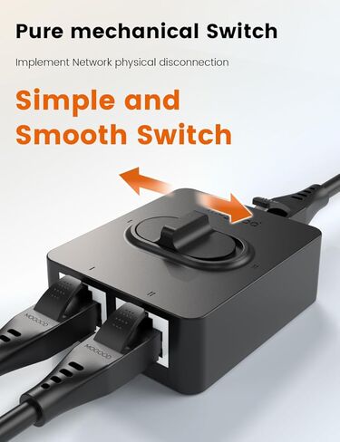 MOGOOD Gigabit Ethernet Switch 2 Port، ثنائي الاتجاه 1 في 2 خارج الشبكة، محول LAN للعزل المادي، التوصيل والتشغيل بدون طاقة، كابل Cat5/5e/6 متوافق مع كاميرا طابعة جهاز توجيه الكمبيوتر المحمول in Kuwait