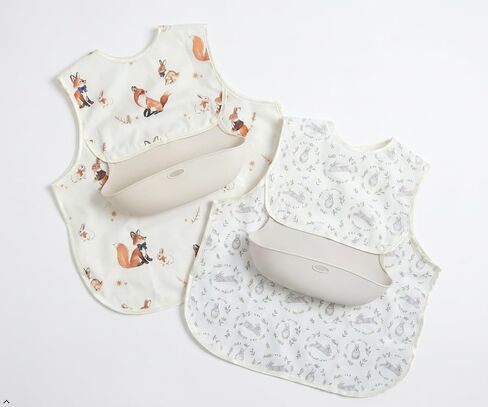 Baby Bibs for Eating,Baby Smock bib with Silicone Catcher, Waterproof Baby Bib Shirt, Baby Feeding Bib for boys & girls, Easy Clean, 6-24M(Beige Love) in Saudi Arabia