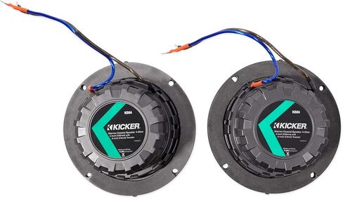حزمة Kicker: (2) 45KM44 4 بوصات 150 واط حزمة مكبرات صوت بحرية مقاومة للطقس KM4 مع (2) حاويات برجية KMMTES Mini Marine Wakeboard لمكبرات صوت 4 بوصة (4 عناصر) in Kuwait