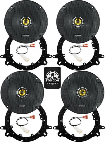 مكبرات صوت KICKER مقاس 6.5 بوصة لمجموعة ترقية Toyota RAV4 2001-2018 - 4 عبوات من سلسلة CS مع محولات وحزام، مكبر صوت محوري 6 1/2 للسيارة للباب الأمامي والخلفي CSC65، 46CSC654 in Kuwait