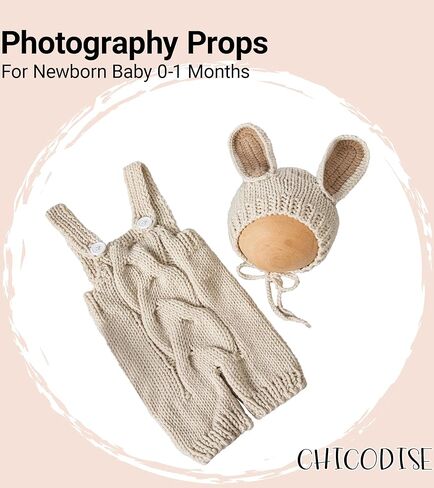 Newborn Photography Props Boy Easter, Knitted Bunny Hat Romper Photoshoot Outfit,Infant Baby Boys Girls Photo Props in Kuwait