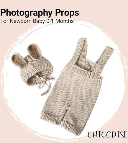 Newborn Photography Props Boy Easter, Knitted Bunny Hat Romper Photoshoot Outfit,Infant Baby Boys Girls Photo Props in Kuwait