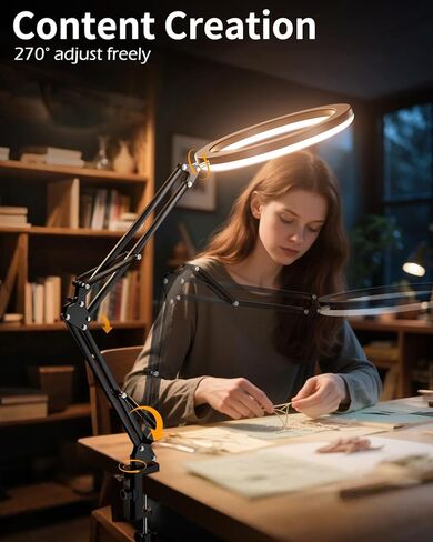 UBeesize 12’’ Overhead Ring Light for Desk with Phone Mount, LED Selfie Light with Adjustable Arm & Clamp, Dimmable Lighting for Video Recording, Zoom, Live Streaming, TikTok, YouTube in Kuwait