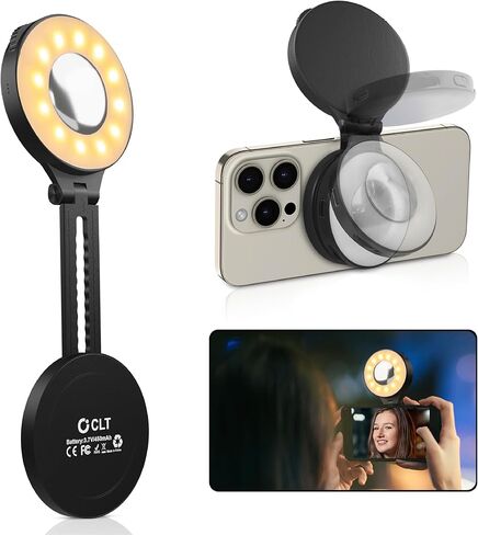 Magnetic LED Selfie Light for MagSafe Portable Fill Light with Sticky Ring Mount for Phones, Ideal for Selfies, Photography, TikTok Videos, Zoom Meetings, and Video Conferencing (Black) in Kuwait