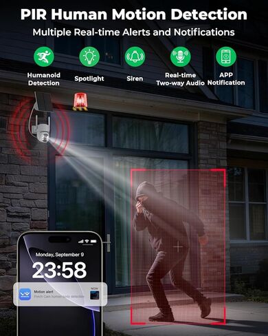 Solar Security Cameras Wireless Outdoor, 5G&2.4GHz Cameras for Home Security, 2K Solar Outdoor Camera, Color Night Vision, AI Human Detection, 2-Way Talk, Siren Alarms (2-Pack) in Saudi Arabia