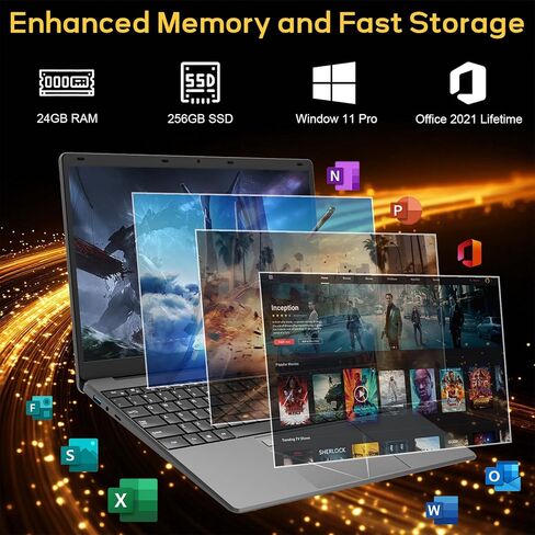 2026 15.6" FHD Laptop Computer with 24GB RAM 256GB SSD, Core i3 Processor(Up to 3.70 GHz), Win 11 Pro, Office Lifetime License, Backlit Keyboard, Fingerprint, Numeric Keypad, HDMI, Long Battery Life in Kuwait