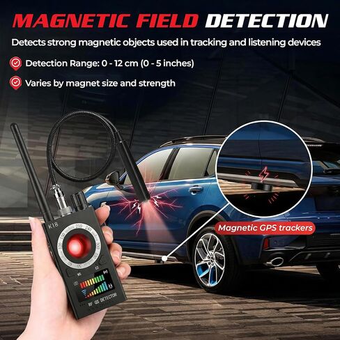 Spy Spot Hidden Camera Detector, Spy Camera Finder, RF Bug Detector, Magnetic Field Detector, Listening Device Detector - Privacy Protection Tool for Home, Office, Hotel, and Travel Security, Black in Kuwait