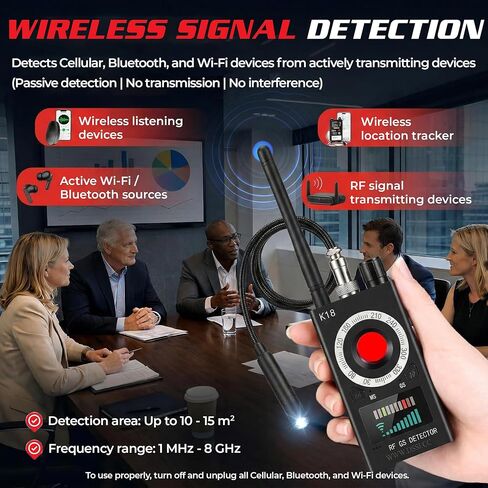 Spy Spot Hidden Camera Detector, Spy Camera Finder, RF Bug Detector, Magnetic Field Detector, Listening Device Detector - Privacy Protection Tool for Home, Office, Hotel, and Travel Security, Black in Kuwait