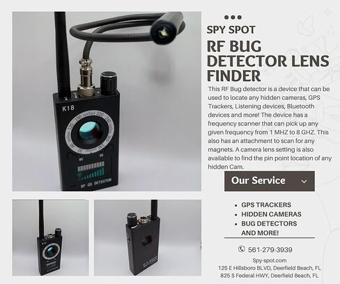 Spy Spot Hidden Camera Detector, Spy Camera Finder, RF Bug Detector, Magnetic Field Detector, Listening Device Detector - Privacy Protection Tool for Home, Office, Hotel, and Travel Security, Black in Kuwait