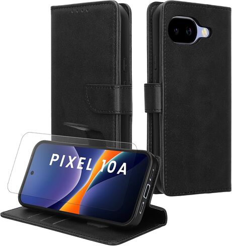 kwmobile PU Faux Leather Case Compatible with Google Pixel 10a - Wallet Case with Screen and RFID Protection - Black in Saudi Arabia