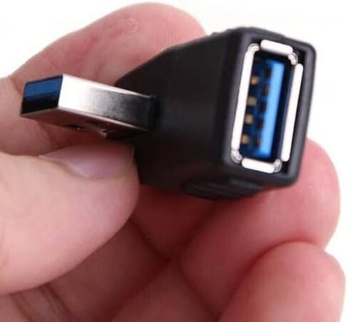 مجموعة محولات زاوية 90 درجة USB 3.0 4 قطع: 2X يسار + 2X يمين من النوع A ذكر إلى أنثى للمساحات الضيقة، أسود، متانة مصبوبة in Kuwait