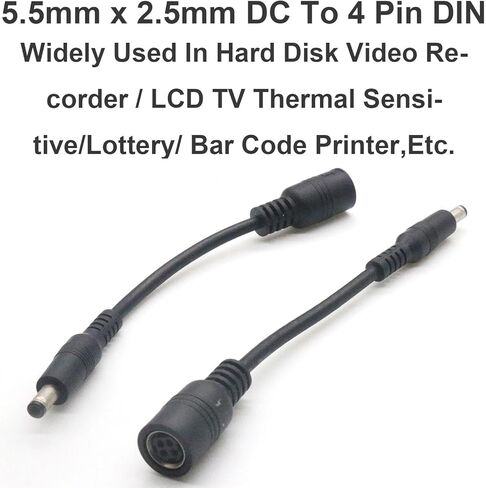 2 قطعة 4 دبوس Mini DIN أنثى إلى 5.5 مم × 2.5 مم ذكر 18AWG DC كابل محول الطاقة لنظام كاميرا CCTV الأمنية، التلفزيون، الكمبيوتر الشخصي، إضاءة المسرح لطابعة الباركود، جهاز التوجيه، محول شاحن معدات الصوت in Kuwait
