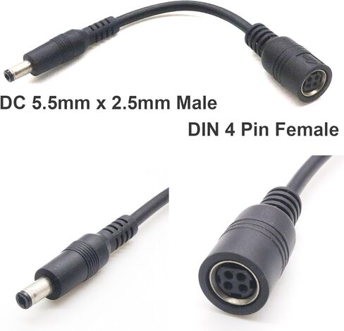 2 قطعة 4 دبوس Mini DIN أنثى إلى 5.5 مم × 2.5 مم ذكر 18AWG DC كابل محول الطاقة لنظام كاميرا CCTV الأمنية، التلفزيون، الكمبيوتر الشخصي، إضاءة المسرح لطابعة الباركود، جهاز التوجيه، محول شاحن معدات الصوت in Kuwait