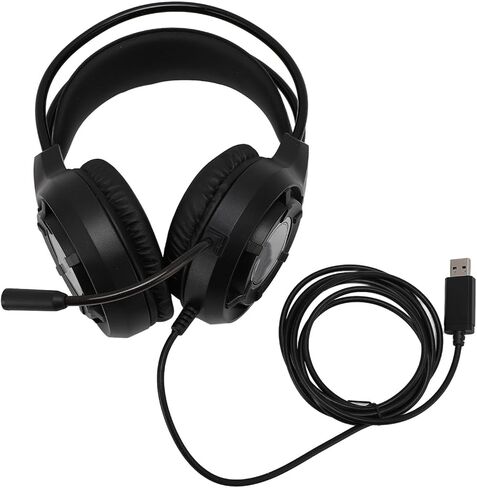 LICAEVEY Wired USB Gaming Headse, RGB Flowing Light Computer Headphones, USB Headset with Omnidirectional Mic, for Laptop, Call Center in Kuwait