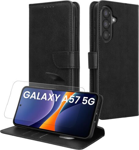 kwmobile PU Faux Leather Case Compatible with Google Pixel 10a - Wallet Case with Screen and RFID Protection - Black in Saudi Arabia