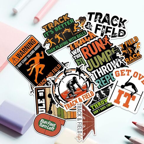 12 Pcs Track and Field Stickers, Funny Athletics Running Jump Throw Quotes, Sports Stickers Die-Cut Waterproof for Laptop, Water Bottle, Phone, Window, Helmet in Kuwait