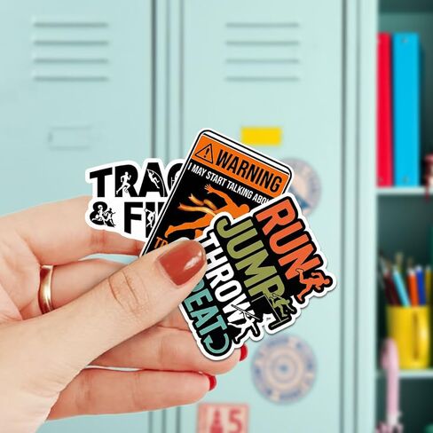12 Pcs Track and Field Stickers, Funny Athletics Running Jump Throw Quotes, Sports Stickers Die-Cut Waterproof for Laptop, Water Bottle, Phone, Window, Helmet in Kuwait