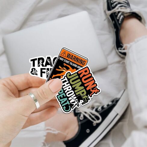 12 Pcs Track and Field Stickers, Funny Athletics Running Jump Throw Quotes, Sports Stickers Die-Cut Waterproof for Laptop, Water Bottle, Phone, Window, Helmet in Kuwait