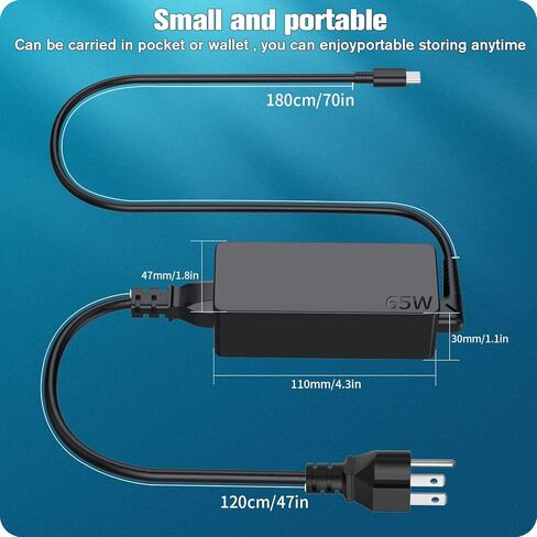 65W USB C Type C Adapter Laptop Charger for Lenovo ThinkPad X1 Carbon T14 T15 T480 T490 T580 E14 E15 E480 E580 E590 L13 L390 X13 Chromebook C330 S330 300e Yoga 7i 9i 720 730 C930 910 Power Supply Cord in Kuwait
