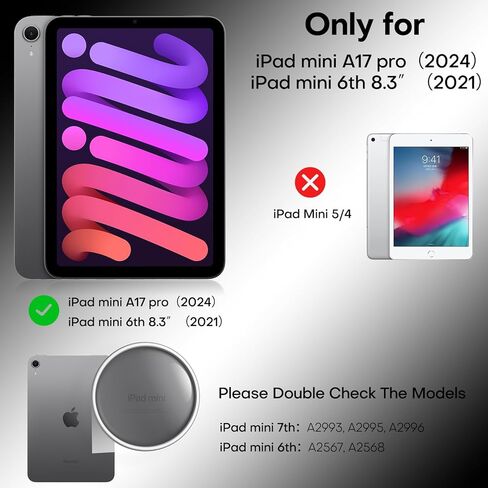 OMOTON Case for iPad mini 7 A17 Pro 7th Generation Mini 6 6th Gen (8.3-inch, 2024/2021), Soft TPU Protective Cover with Mutiple Angle Adjustible Kickstand and Pencil Hoder, Black in Kuwait