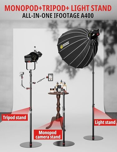 IFOOTAGE RB-A400 Like New 79'' Round Base Monopod Aluminum Alloy Light Stand for Video Recording, Live Streaming, Interviews, Payload 22lbs, (Product Mint, Box with Minor Blemishes) in Saudi Arabia