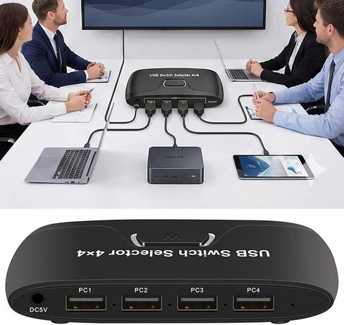 4 Port USB KVM Switcher for Sharing Keyboard Mouse and Peripherals Among 4 Computers Featuring Button Controller Switchi in Kuwait
