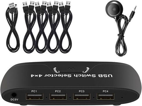 4 Port USB KVM Switcher for Sharing Keyboard Mouse and Peripherals Among 4 Computers Featuring Button Controller Switchi in Kuwait