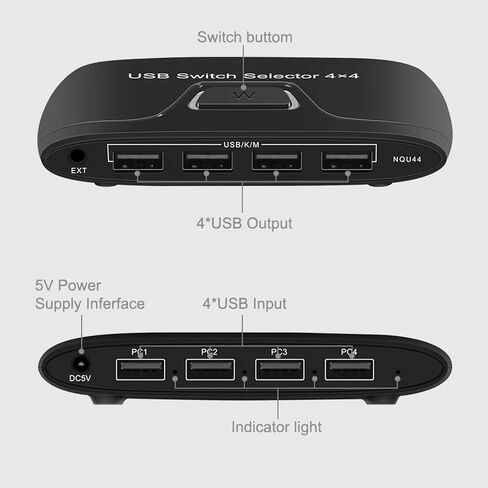 4 Port USB KVM Switcher for Sharing Keyboard Mouse and Peripherals Among 4 Computers Featuring Button Controller Switchi in Kuwait