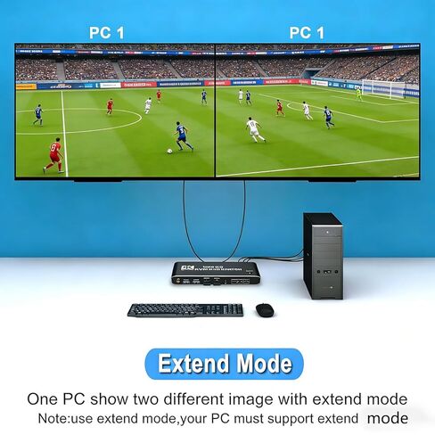 HDMI KVM Switch 2 Monitors 2 Computers 4K@60Hz, USB 3.0 Hub for Keyboard Mouse Sharing, Hotkey/Panel/Remote Control, Support Extended & Copy Display HDCP 2.3, Plug and Play in Kuwait