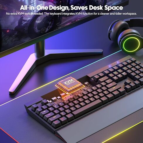 8K HDMI 2.1 مفتاح KVM للوحة المفاتيح الميكانيكية، محول KVM مدمج بمنفذين لجهازي كمبيوتر وشاشة واحدة، يدعم 8K@60 هرتز 4K@120 هرتز، محور USB 2.0، تمرير مفتاح N بإضاءة خلفية RGB، جهاز تحكم سلكي متضمن in Kuwait