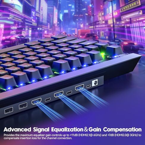 8K HDMI 2.1 مفتاح KVM للوحة المفاتيح الميكانيكية، محول KVM مدمج بمنفذين لجهازي كمبيوتر وشاشة واحدة، يدعم 8K@60 هرتز 4K@120 هرتز، محور USB 2.0، تمرير مفتاح N بإضاءة خلفية RGB، جهاز تحكم سلكي متضمن in Kuwait
