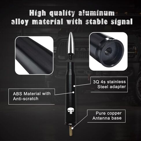 Miytsya Car Truck Bullet Antenna for GM Chevy Silverado 1500 2500 3500 HD Avalanche GMC Sierra 1500 2500 3500 Denali Heavy Duty Pickup Trucks Accessories (Silver) in Kuwait