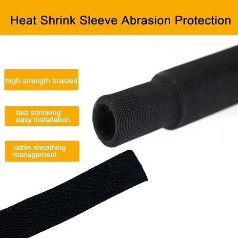 Heat Shrink Braided Sleeving 2:1 Shrinkable Fabric Cable Sheathing Wire Tubing Management Abrasion Protectors Flexibility 3/8" ID-35FT in Kuwait