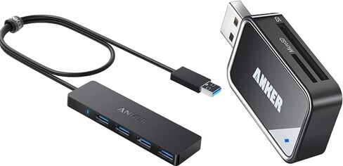 Anker 4-Port USB 3.0 Unibody Aluminum Portable Data Hub & USB 3.0 SD Card Reader (Bundle) in Kuwait